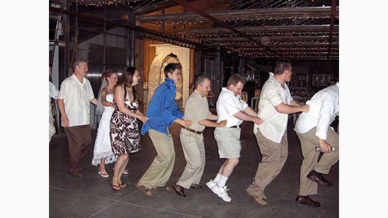 From wedding 3, Niagara DJ, Conga line bride, groom and guests. Taken in Niagara Ontario